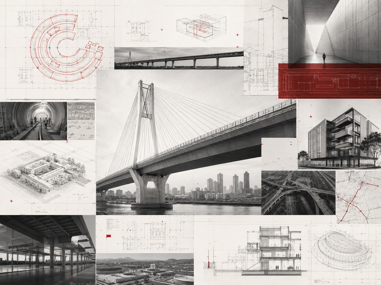 Mesa visual de planos, estructuras y proyectos